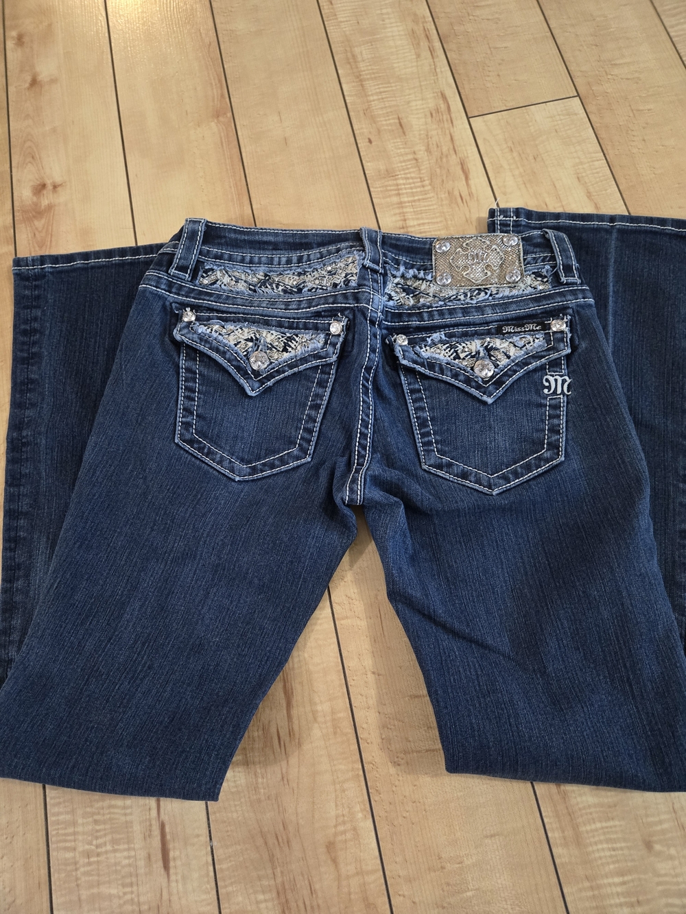 Miss Me Dark Blue Embroidered Boot Cut Jeans